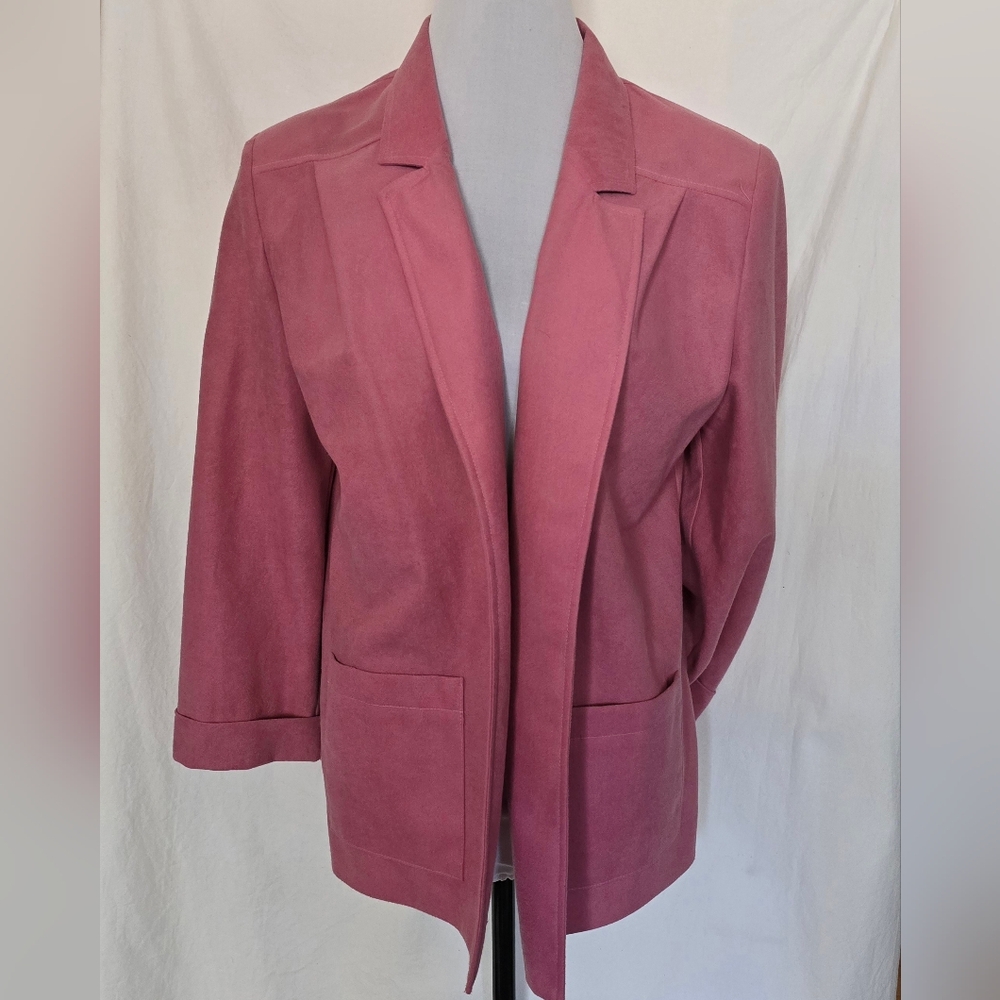 Pykettes Pink Jacket Open Front Pockets Women's 16 Long Sleeve Vintage